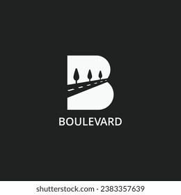 Letter B with negative space boulevard road logo design vector icon illustration