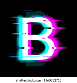 Letter B Neon Glitch Effects English Stock Vector (Royalty Free ...