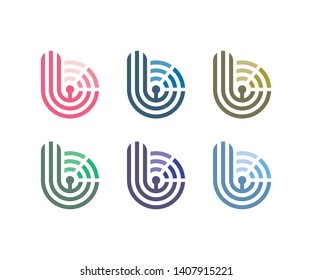 Letter B Network Communication Logo template