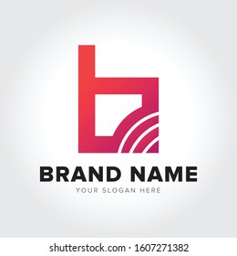 Letter B Network Technology Abstract Red Logo Design Graphic Elements