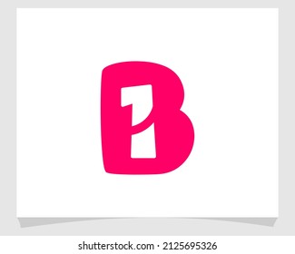 letter b with number 1 negative space logo vector icon illustration