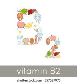 Letter B and number 2 symbolizing vitamin B2 concept