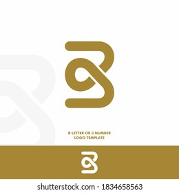 Buchstabe B oder Nummer 3 mit Vorlage für ein kreisförmiges Vektorlogo