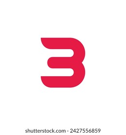 letter b number 3 simple curves run logo vector 
