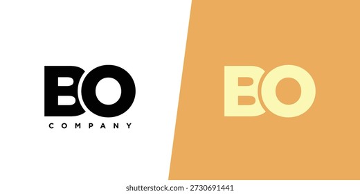 Letra B y O, Plantilla de diseño de logotipo BO. Logotipo inicial basado en monograma mínimo.
