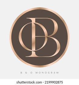 Letter B and Letter O. Intertwined letters into circle frame. Beauty emblem.
