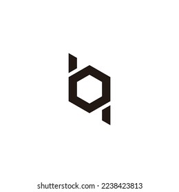 Letter b, o and q hexagon geometric symbol simple logo vector