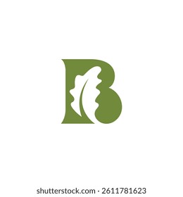 Letter B Oak Leaf Logo Icon
