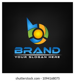 Letter B on black Background.  Logo Design Template. Colorful  logo design