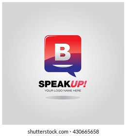 Letter B on bubble talk icon as an integrated communication. Design Template for the business and campaign activities