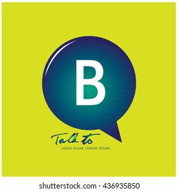 Letter B on bubble talk icon as an integrated communication. Design Template for the communication, commercial, technology, and campaign activities