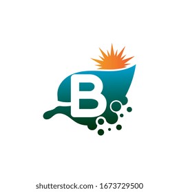 Letra B sobre el logotipo del concepto de hoja o el diseño de la plantilla de símbolo