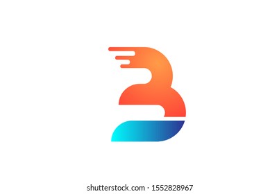 letter B in orange blue alphabet color for company icon logo design. Usable for a company logotype or business