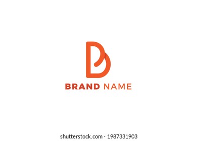 Letter B orange color simple line art business logo