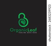 letter b organic leaf logo design vector illustration, nature icon logotype