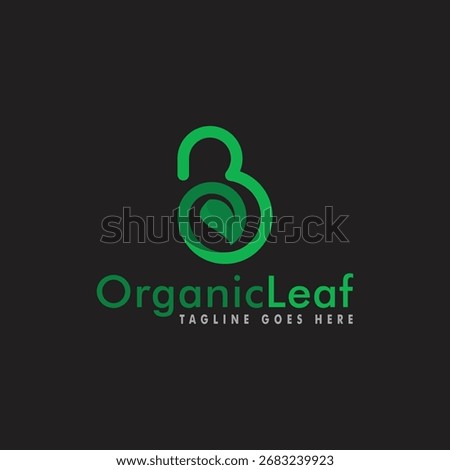 letter b organic leaf logo design vector illustration, nature icon logotype