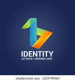 Letra B estilo origami Logo para negocios, empresa. Origen del logotipo