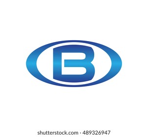 Letter B oval logo design template blue