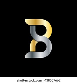 Letter B P BP Infinity Rounded Linked Logo Gold Silver Black Background
