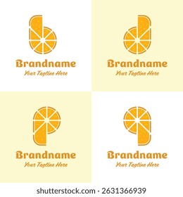 Letter B P D Q Orange Logo, symbolizing freshness, fun, and creativity