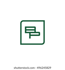 The letter B and P Monogram With Frame Square. Logo Design Template Green