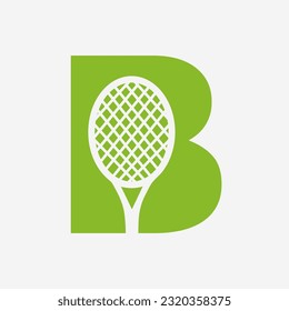 Letter B Padel Tennis Logo. Padel Racket Logo Design. Beach Table Tennis Club Symbol