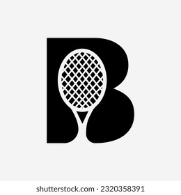 Letter B Padel Tennis Logo. Padel Racket Logo Design. Beach Table Tennis Club Symbol