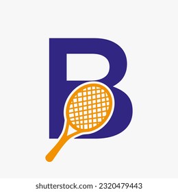 Letter B Padel Tennis Logo. Padel Racket Logo Design. Beach Table Tennis Club Symbol