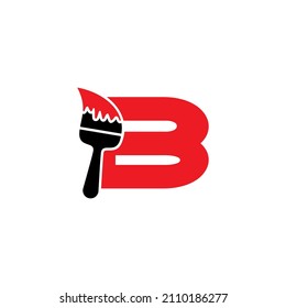 Letra B con el vector del logotipo del pincel de pintura 002