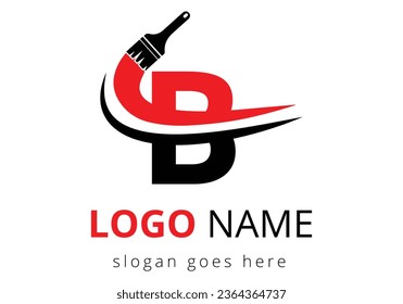 Letter B paint brush logo design template. Initial Paint Sign Concept Template