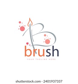Letter B paint brush logo design template for brand or company and other