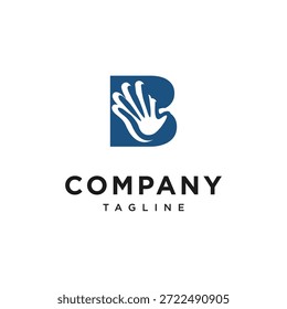 Letter B Palm Hand Logo Icon Vector
