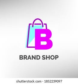 Buchstabe B: Logo-Vorlage für Papiertüten für Online-Shop, Handel und E-Commerce, Identität des Lagers oder andere Unternehmen