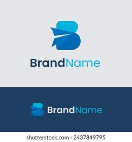 Letter B Paper Plane Logo Design