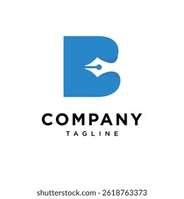 Letter B Pen Writing Logo Icon Vector