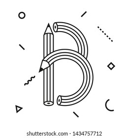 Letter B - Pencil Alphabet for children and school