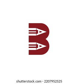 letter b pencil education shape learning symbol logo vector