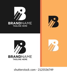 Letter B Pencil Logo Design Template Inspiration, Vector Illustration.