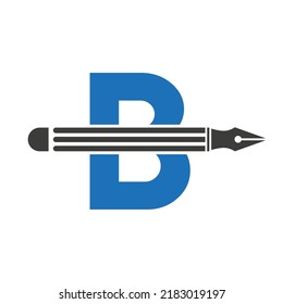 Letter B Pencil Logo Design Concept Stock Vector (Royalty Free ...