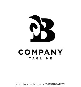 Letter B Penguin Logo Icon Vector.