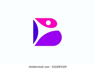 Letter B People logo design, flat design logo element, vector illustration