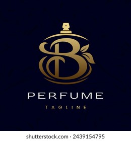 Letra B Perfume Logo Design, Elegante Lujo Aroma Inicial Logo