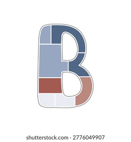 Letter B Photo Collage Layout with Abstract Geometric Frame Design