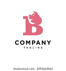 Letter B Pig Head logo icon vecto