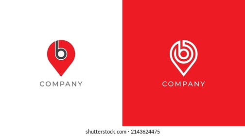 Letter B Pin Logo Concept sign icon symbol Design. Location Pin Logo.