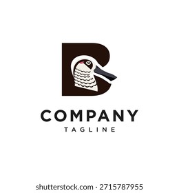 Letter B Pink-eared Duck Logo Icon Vector