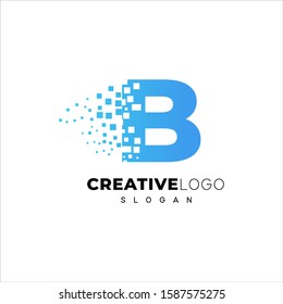 Letter B Pixel Blue And Gradient Logo