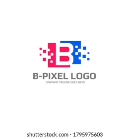 Logo de la lettre B au pixel près - Modèle d'image vectorielle de monogramme numérique - Icône initiale et illustration de symbole