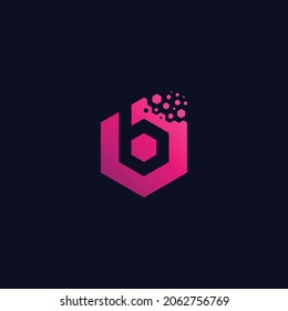 Letter B pixel logo hexagon for technology,  and business vector illustration
