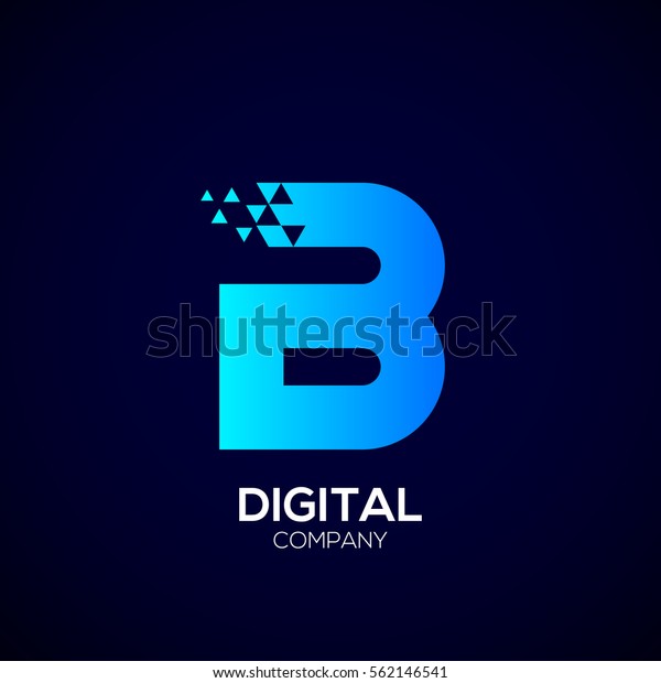 Letter B Pixel Logo Triangle Blue Stock Vector (Royalty Free) 562146541 ...